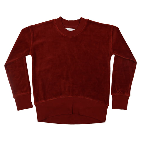 Coco Blanc Ruby Red Velour Sweatshirt