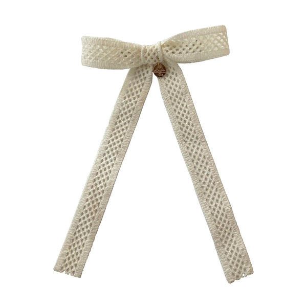 Halo Luxe Ivory Della Chenille Lace Bow Long Tail Clip