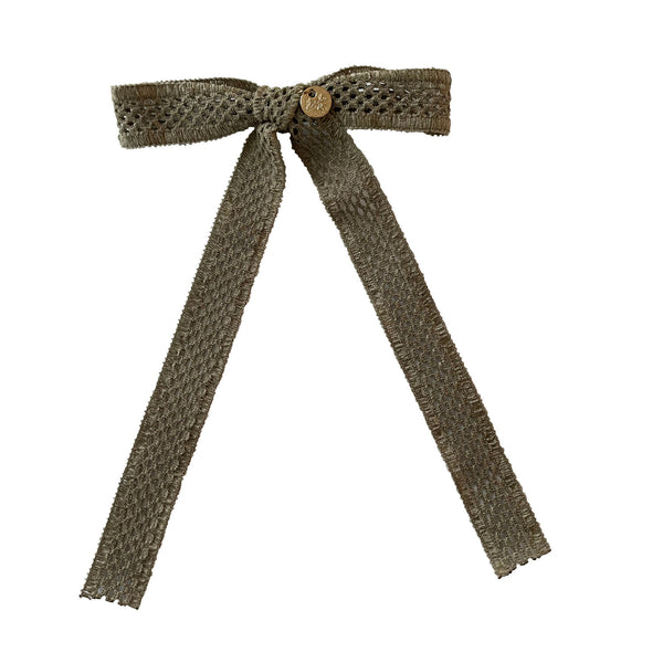 Halo Luxe Della Chenille Lace Bow Long Clip Sage