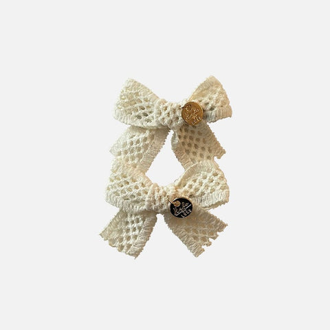 Halo Luxe Ivory Della Chenille Lace Double Bow Clip