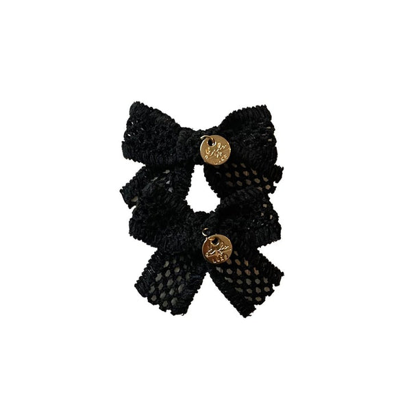 Halo Luxe Black Della Chenille Lace Double Bow Clip