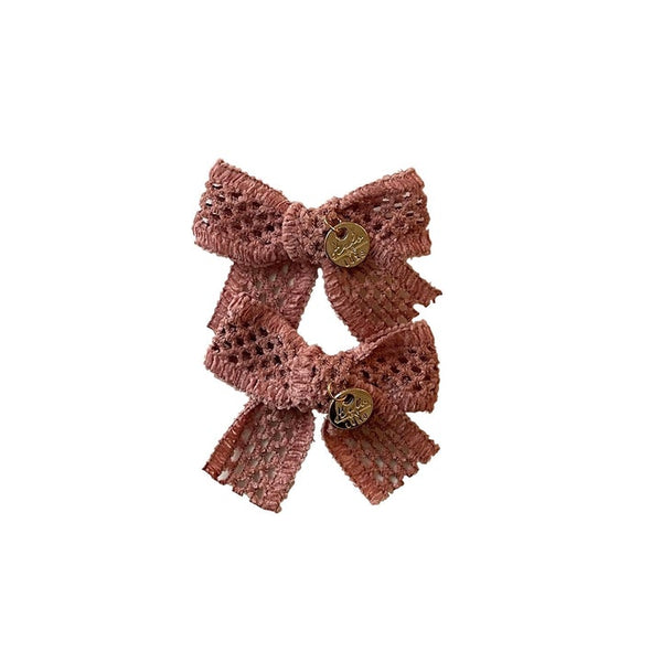 Halo Luxe Rose Della Chenille Lace Double Bow Clip