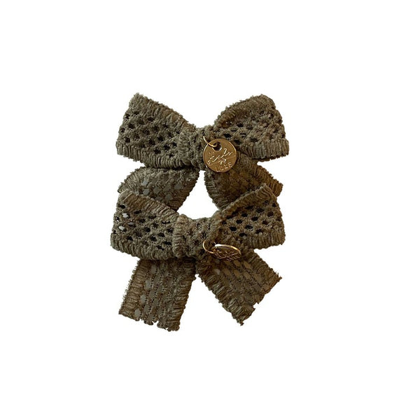 Halo Luxe Sage Della Chenille Lace Double Bow Clip