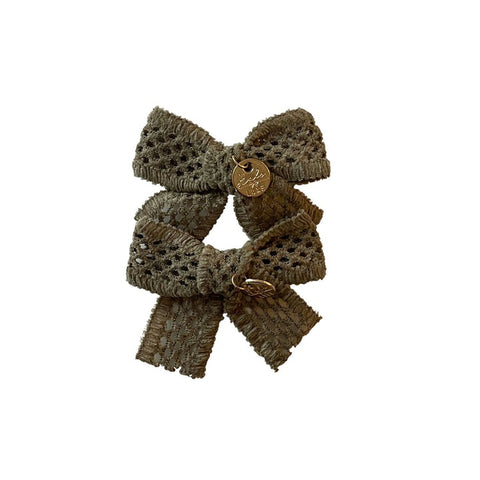 Halo Luxe Sage Della Chenille Lace Double Bow Clip