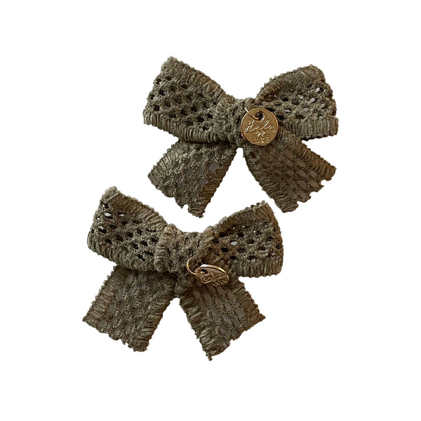 Halo Luxe Della Chenille Lace Double Bow Clip Sage