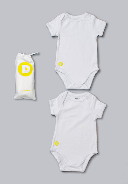 Dott Child WHITE  Baby Boy Short Sleeve 2pc Onesie Set