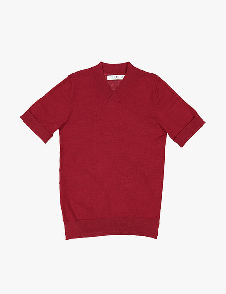 Coco Blanc Red Dressy V-Neck Sweater