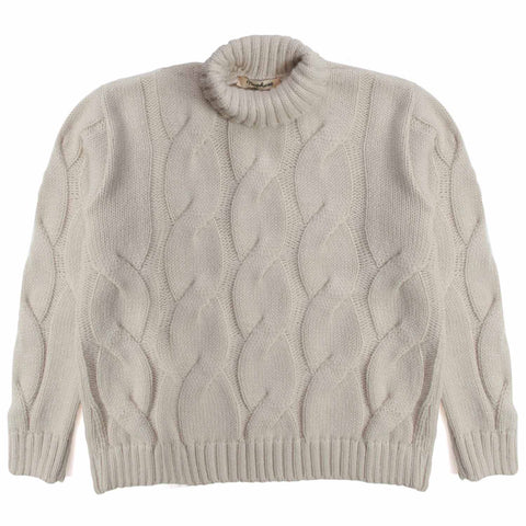 Nupkeet Ivory Braided Knit Sweater