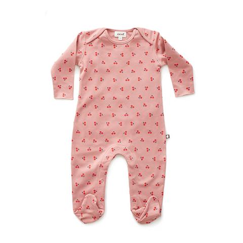 Oeuf Pink Cherries Footie Jumper