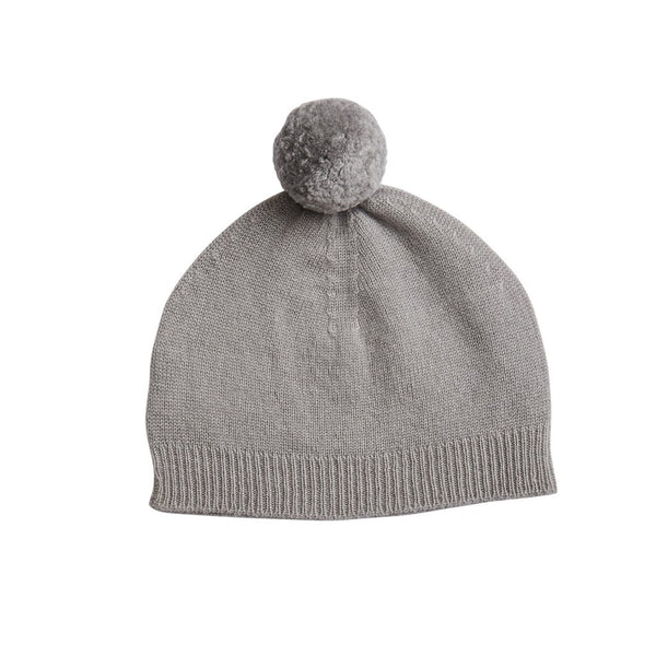 Belle Enfant Knit Charcoal Grey Pompom Hat