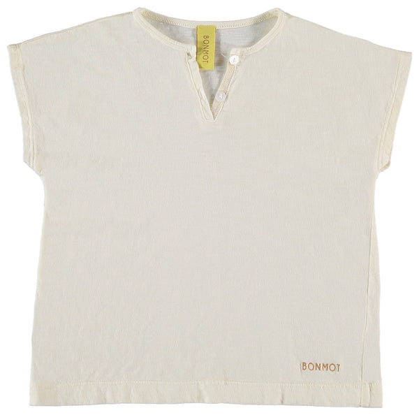 Bonmot White Armony Short Sleeve Henley Shirt