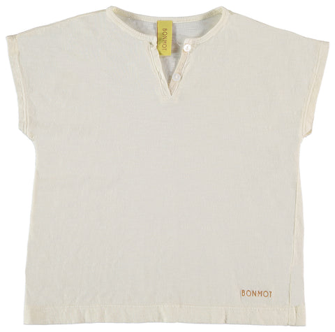 Bonmot White Armony Short Sleeve Henley Shirt