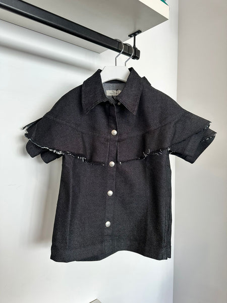 Andorine Black Denim Shirt Dress