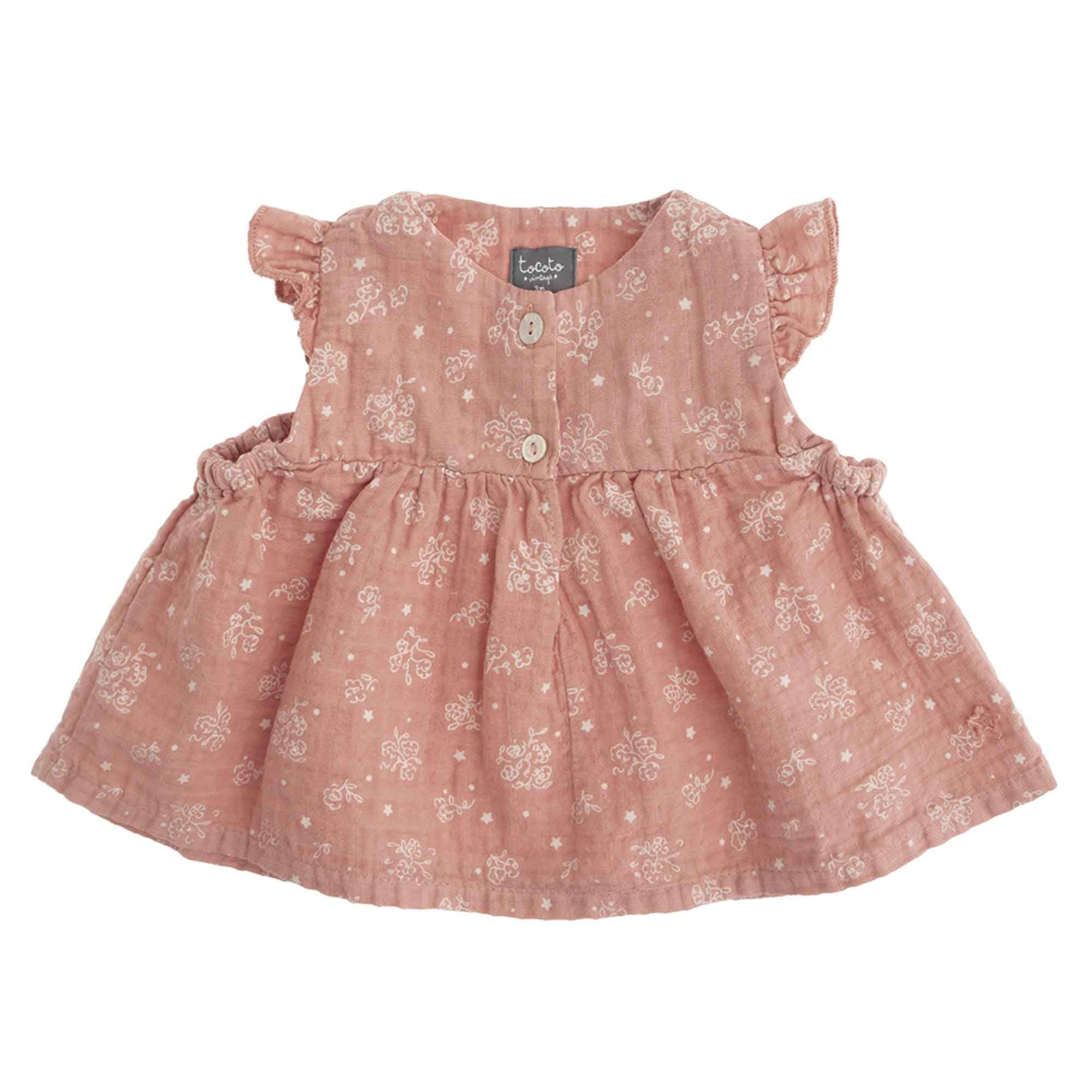 Tocoto Vintage Baby Dark Pink Flower Print Top Tocoto Vintage Baby Dark Pink Flower Print Top