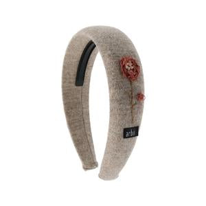 Arbii Natural Headband with Embroidered Rosette