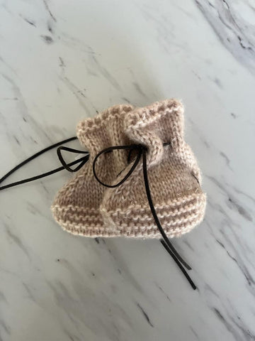 Pequeno Tocon Oatmeal Marled Knit Sock Booties