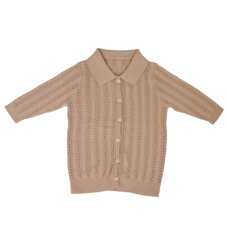 Belati Nude Delicat Crochet Knit Cardigan & Skirt