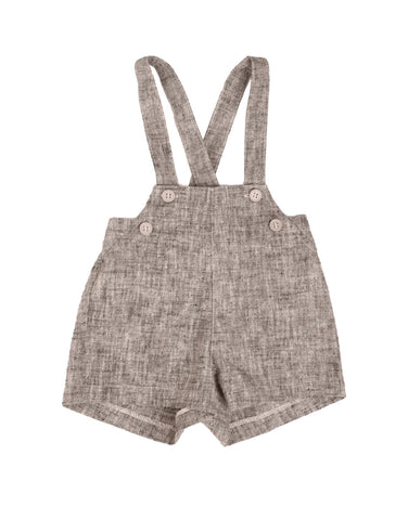 Belati Brown Grain Linen Baby Overalls