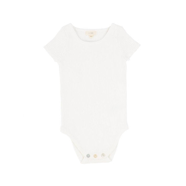 Lil Legs White Knit Short Sleeve Onesie