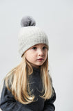 Belle Enfant Silver Grey Marl Fur Pompom Hat