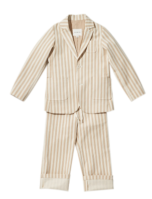 Jelly Mallow Beige Striped Cotton Suit