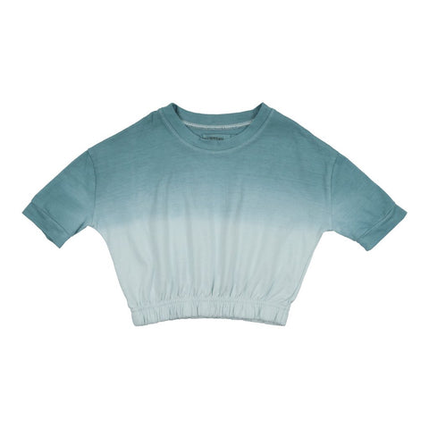 Urbani Blue & White Ombre Short Sleeve Elastic Tee