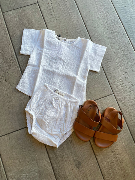 Pequeno Tocon White Top + Bloomer Set