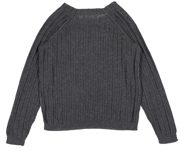 Coco Blanc Grey Ribbed Crew Sweater