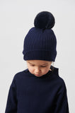 Belle Enfant Navy Fur Pompom Hat
