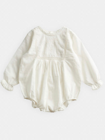 Belle Enfant Ecru Lace & Embroidery Romper