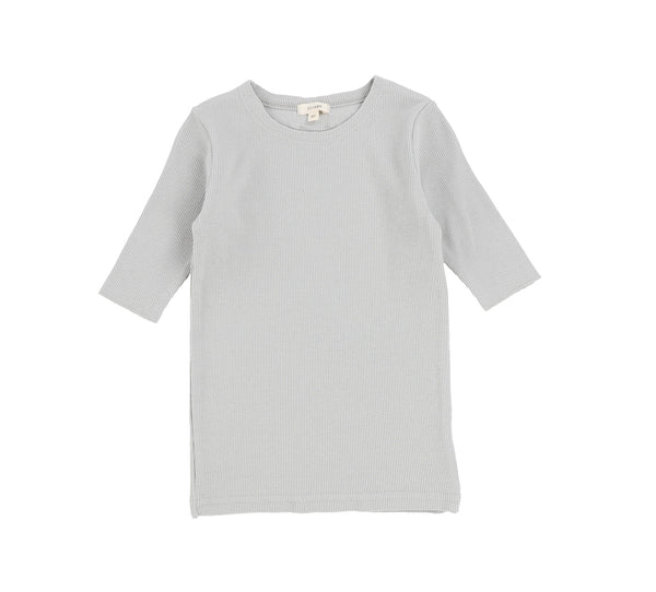 Lil Legs Light Grey Ribbed Three Quarter Sleeve Tee