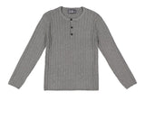 Belati Grey Ribbed Henley Sweater
