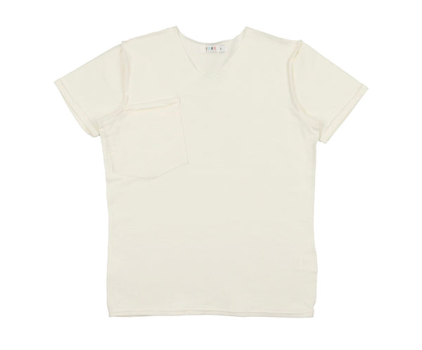 Coco Blanc Cream French Terry V-Neck Tee