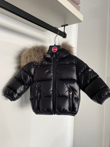 Colmar Iron Black With Natural Fur Baby Coat
