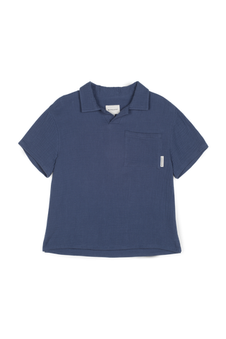 Mipounet Blue Muslin Polo Shirt