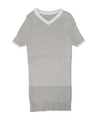 Belati Olive Striped Knit Color Block Top