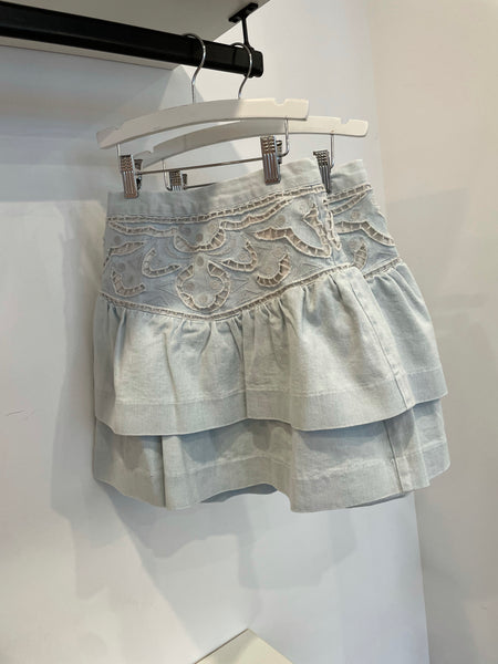 Steph The Label Light Denim Cut Out Skirt