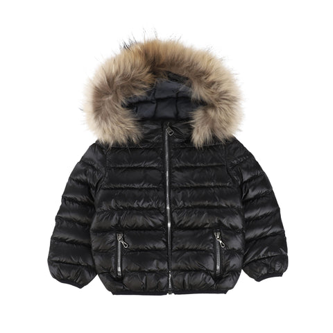 Colmar Black Baby Coat with Natural Fur Hood