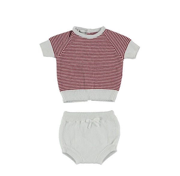 Pequeno Tocon Red Stripe Knit Top & Bloomer