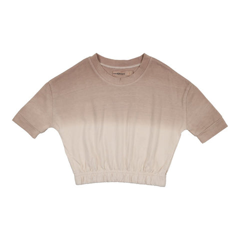 Urbani Taupe & White Ombre Short Sleeve Elastic Tee