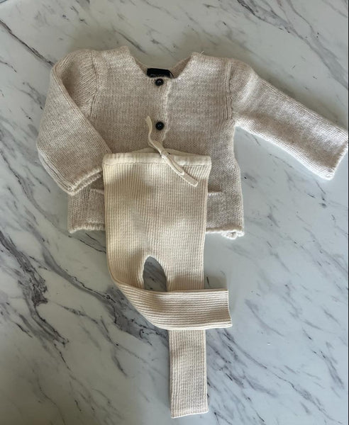 Pequeno Tocon Ivory Cardigan Knit Set