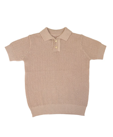 Belati Nude Textured Knit Polo