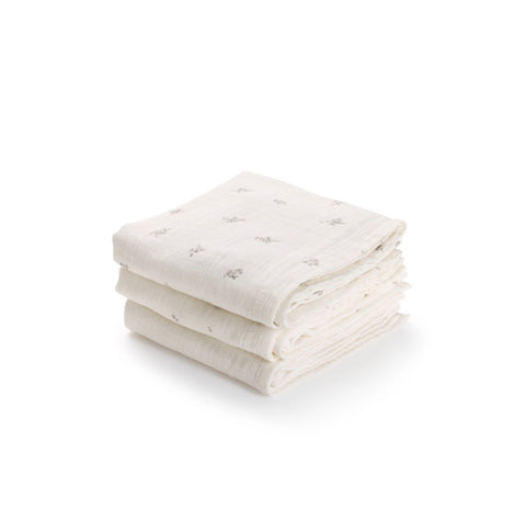 Belle Enfant Cream/Taupe Muslin Squares 3PP