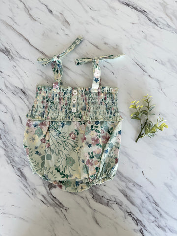 Coco Au Lait Green Floral Smock Romper