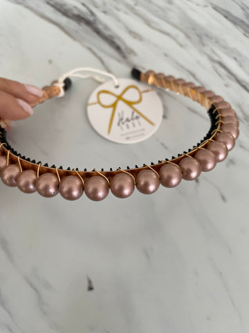 Halo Luxe Rose Gold Lea Pearl Beaded Tiara