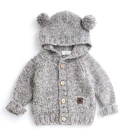 Tocoto Vintage Blue Knit Bear Hooded Jacket