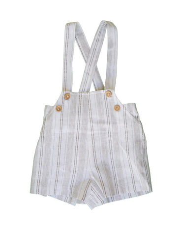 Belati White & Taupe Stripe Baby Overalls