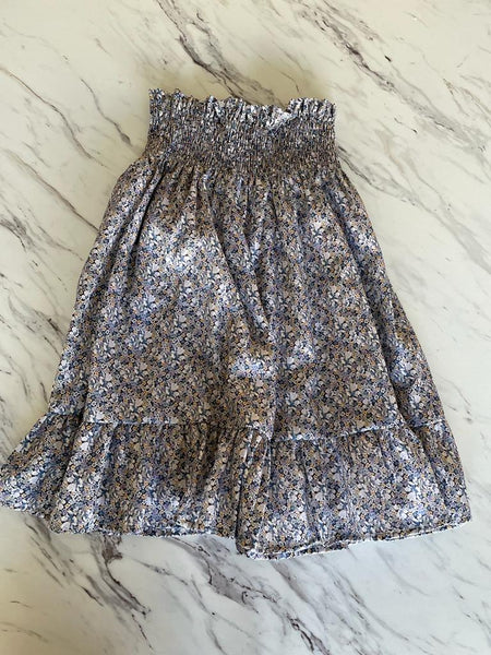 Mipounet Blue Popelin Smocked Muslin Skirt