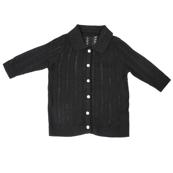 Belati Black Crochet Knit Cardigan