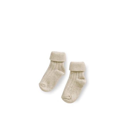 Belle Enfant Oatmeal Marl Turn Top Socks